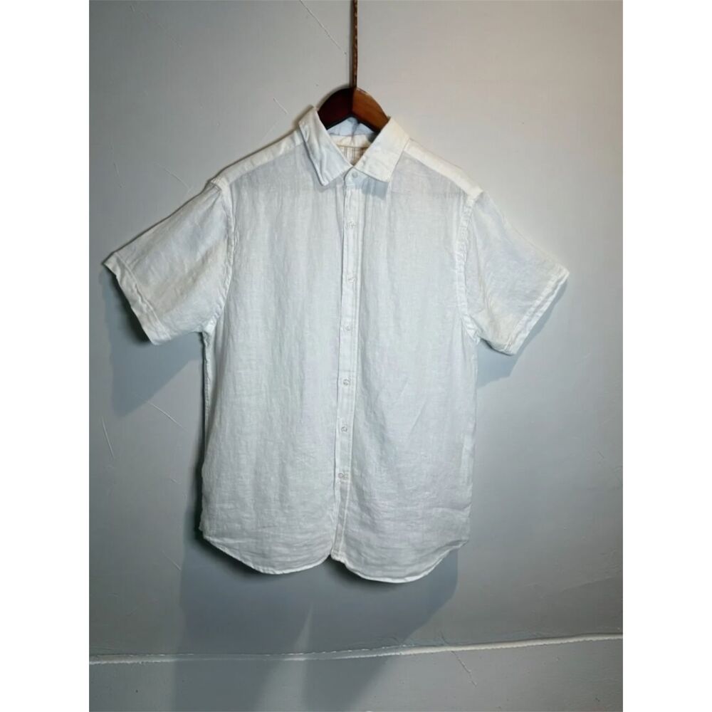 Porter and Ash White Linen Shirt Men's Size Large Beachy Neutral Casual Classic